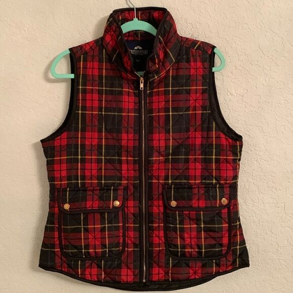 British Khaki Plaid Vest Size L - Picture 1 of 8